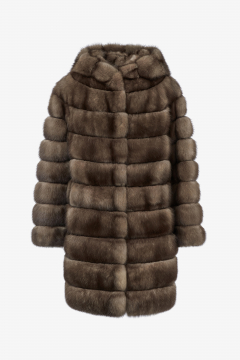 Sable coat, Tortora Scuro color, length 88cm