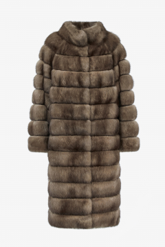 Sable fur coat in Tortora color, length 105 cm