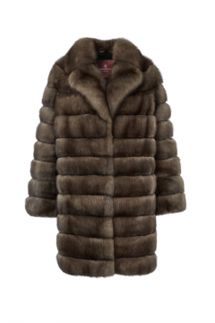 Sable fur coat,Tortora Scuro,Rever,length 88cm