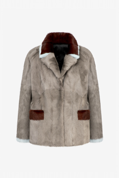 Kid Skin fur jacket, Tortora color, length 65 cm