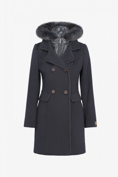 Cashmere Loro Piana coat, Blu,Sable,length 86cm