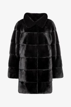 Cappotto in Visone reversibile, colore black,85cm