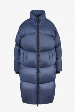 Down jacket,water-repellent,blu ,zip,length 105cm