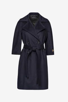Cashmere Loro Piana coat with belt,Blu,length 92cm
