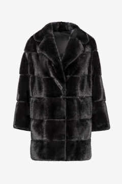 Reversible mink coat, Black, length 85cm