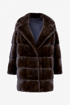 Reversible real mink coat, Mogano, length 85cm