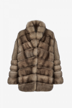 Sable fur jacket in Tortora, length 70 cm.