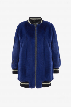 Real mink fur jacket,Blu Copia,zip,length 80cm