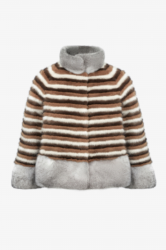 Jacket real Mink fur threaded,Palomino,length 55cm