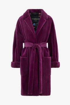 Real sheared mink fur coat,Purple,length 100cm