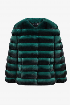 Real Chinchilla fur jacket,Petrolio, length 65cm