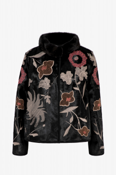 Kid Skin fur jacket, reversible, Black,length 55cm