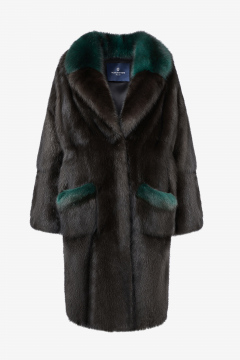Sable coat, Dark Brown color, length 102cm