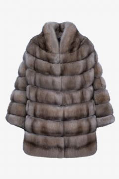 Sable fur cape in Tortora Chiaro color,length 85cm