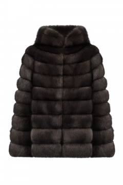 Sable fur jacket in Dark Brown, length 60 cm.