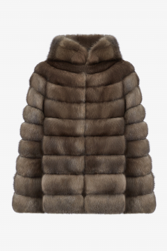 Sable fur jacket in Tortora Scuro, length 64 cm.