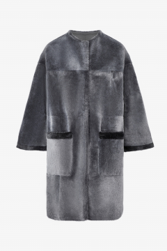 Reversible Shearling coat, Antracite, length 90 cm