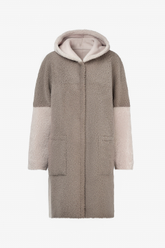 Reversible Shearling coat,Fango/Cipria,length 95cm