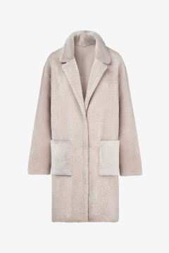 Reversible Shearling coat, Cipria, length 90 cm