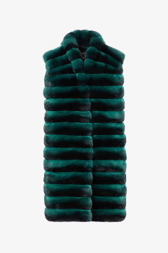 Chinchilla fur vest,Petrolio,with Cashmere,length 86cm
