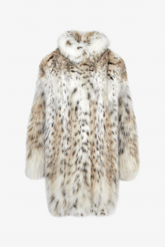 Lynx fur coat,Natural color,length 90cm