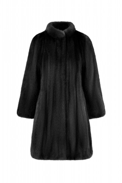 Mink coat, Black color, length 85 cm