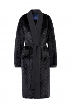 Mink fur threaded coat,Black,length 110cm