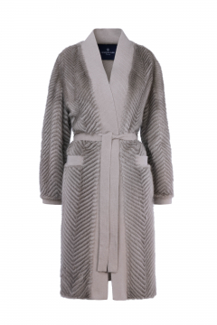 Mink fur threaded coat,Silver Blue,length 110cm