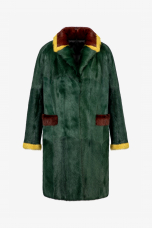 Kid Skin coat, verde color, length 95cm 
