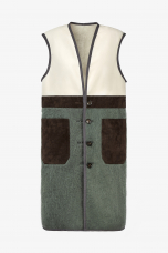 Reversible Mohair fabric vest, Green, length 100cm