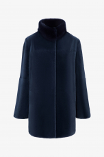 Cappotto in Rex reversibile, Blu Night, lunghezza 80cm