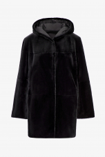 Reversible Rex Coat, Black, length 80cm