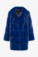 Mink fur coat with Rever collar,Blu Copia,length 85cm