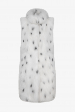 Fox fur vest,White/Black spotted pattern,length 90cm